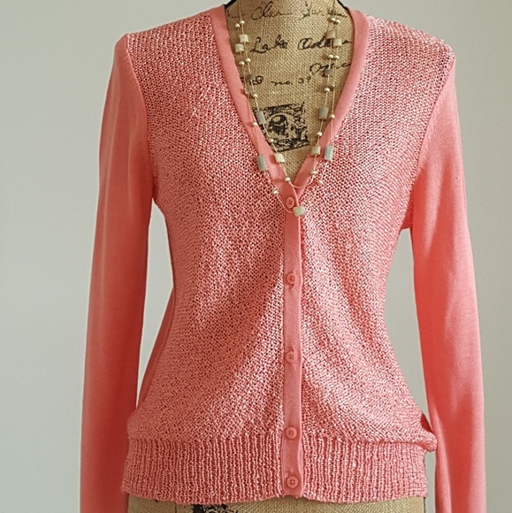 APT 9 Cardigan Sweater - Coral/Peach - Picture 1 of 5